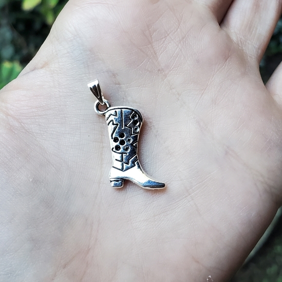New Silver Cowboy Boot Charm - Picture 5 of 8